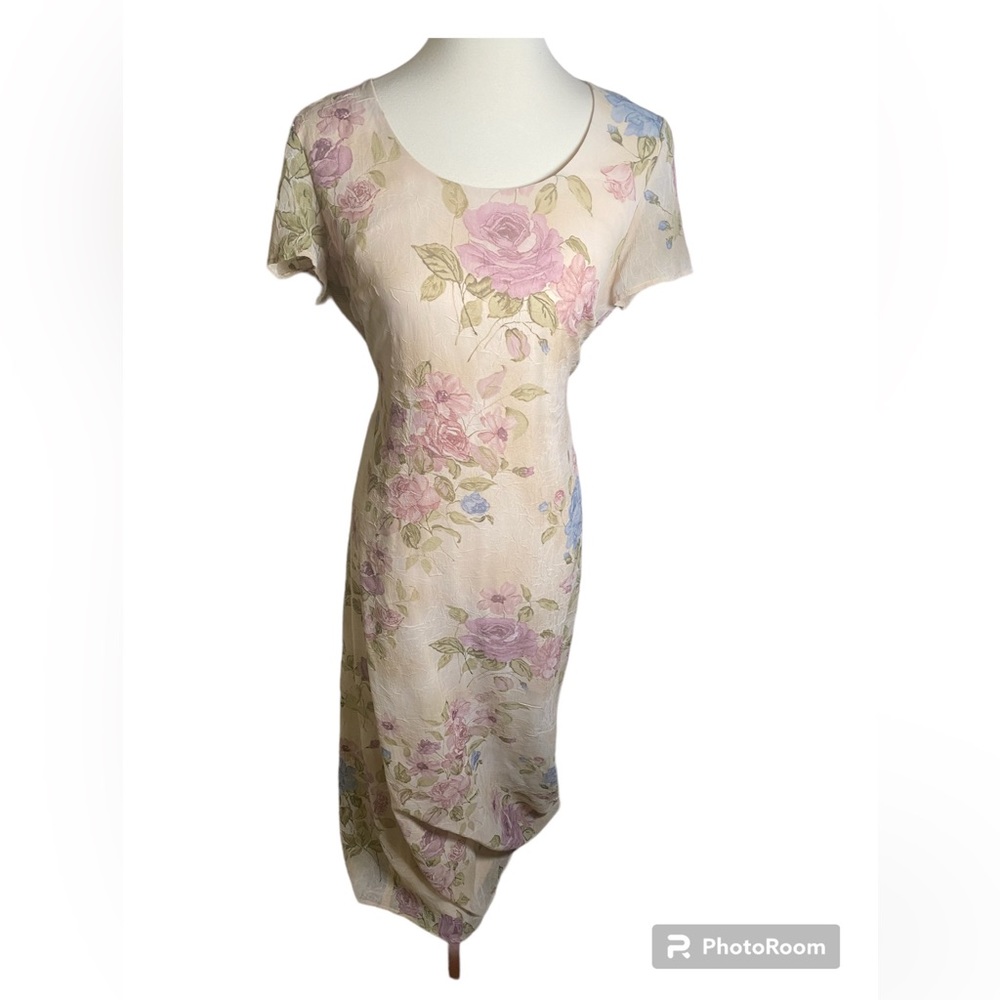 Vintage 90s Floral Maxi Dress with String Belt
